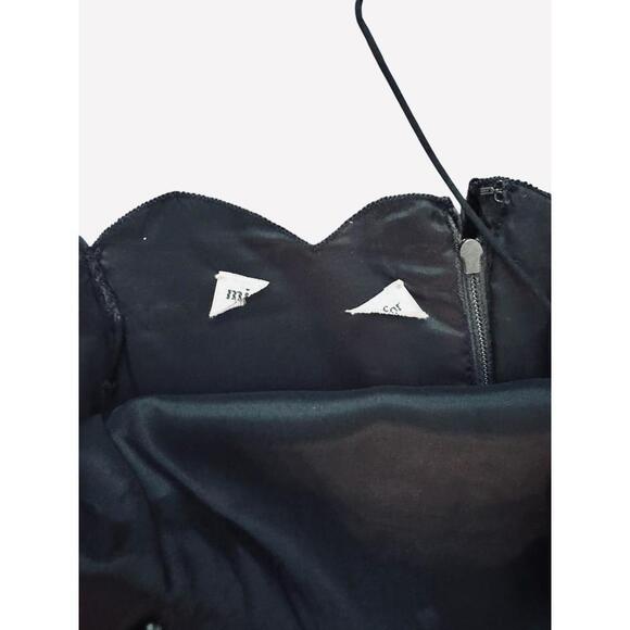 Vintage Black Velvet Mini Cami Dress & Jacket Scalloped Trim Rhinestones Size 12 - Picture 5 of 8